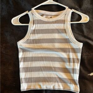 Hollister Gray and White Striped Tank